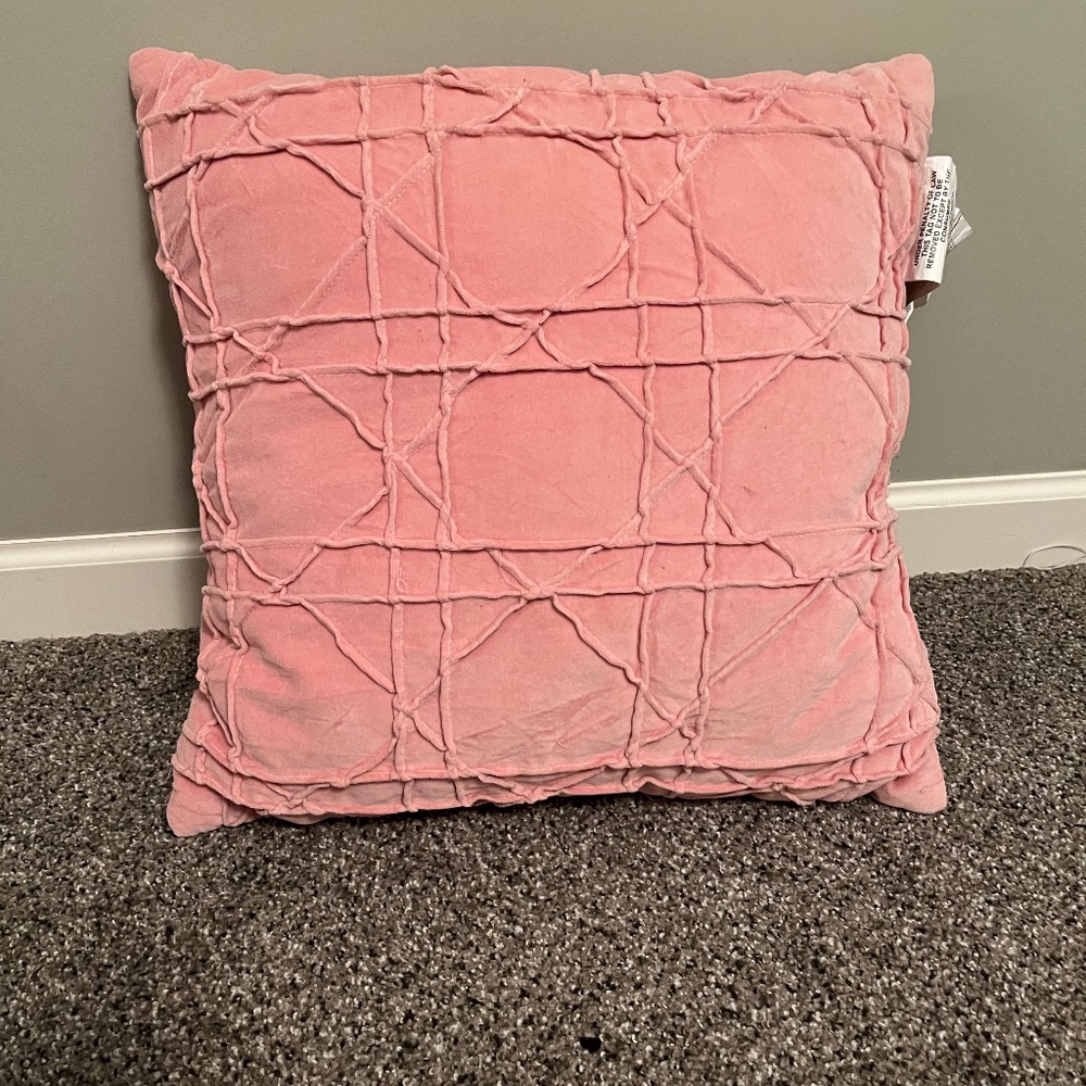 Pink decorative accent pillow 17" x 17"